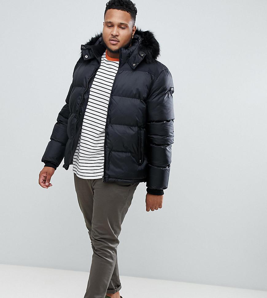 schott padded jacket with hood lining and faux fur collar