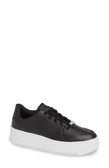 nike black and white platform sneakers