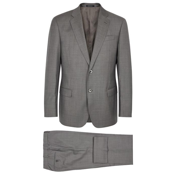 Shop Emporio Armani G-line Grey Slim-fit Wool Suit