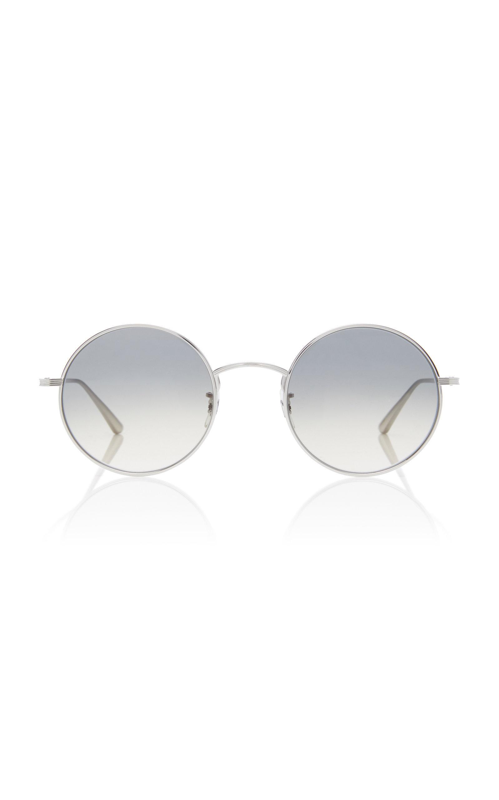 Shop Oliver Peoples After Midnight Round Metal Sunglasses In Silver