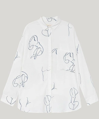 paioma-wool 長袖シャツ ホワイト　Leandraシャツ　ヌード柄 Paloma Wool + Leandra Shirt
