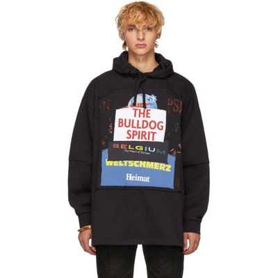 Shop Vetements Black the Bulldog Spirit Patchwork Hoodie