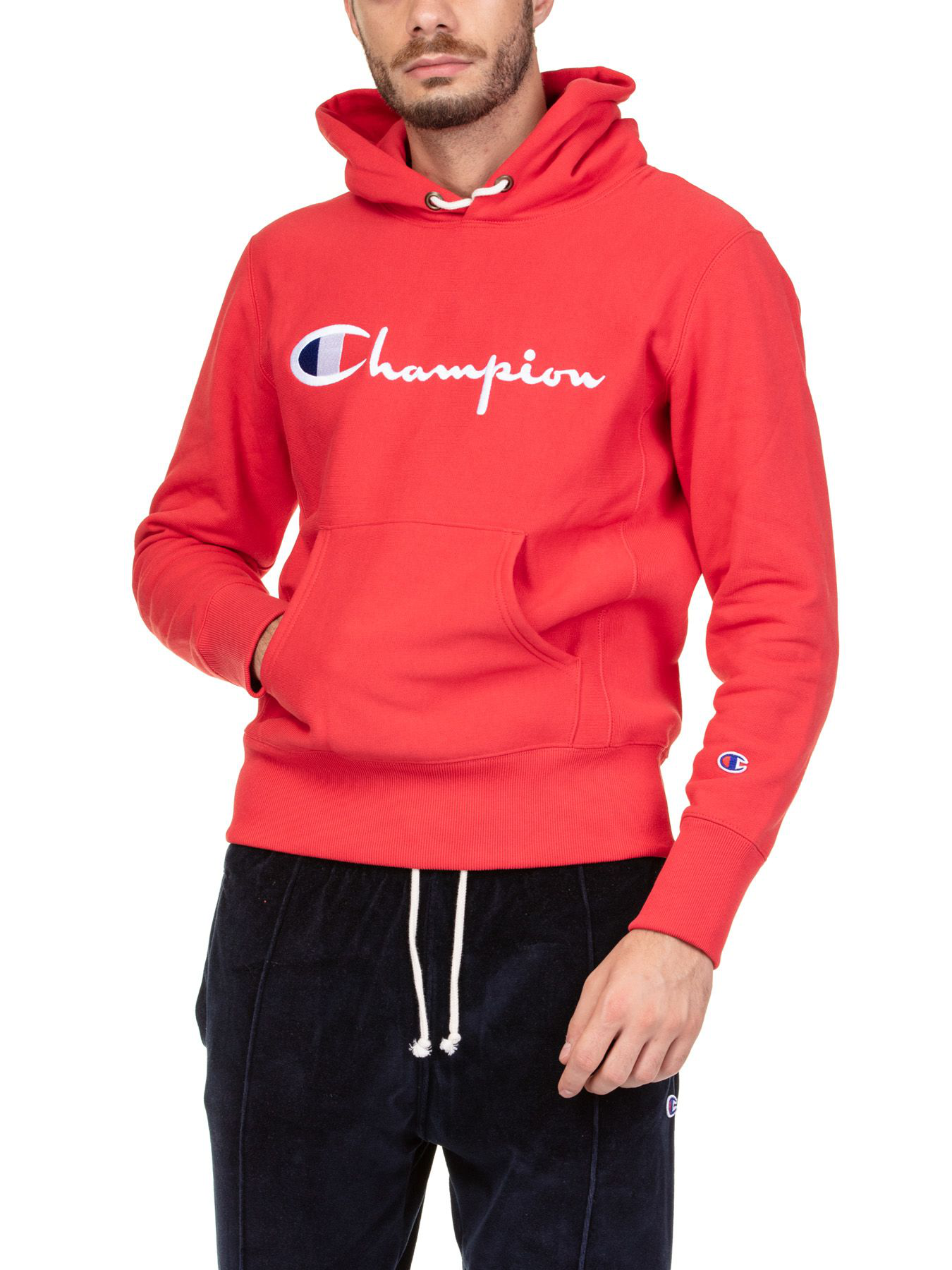 champion hoodie red and white