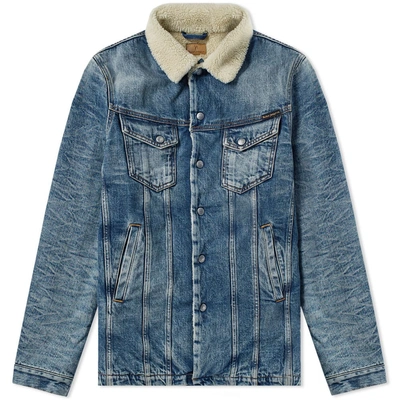 NUDIE JEANS NUDIE LENNY HEAVY USED SHERPA DENIM JACKET