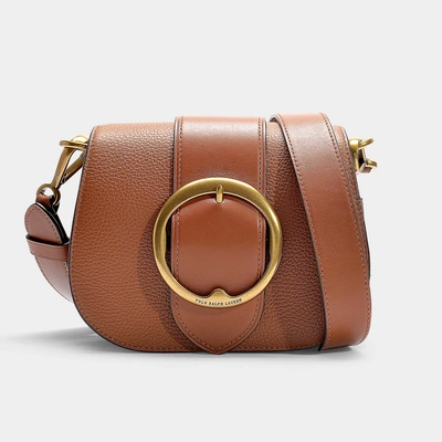 Shop Polo Ralph Lauren Belt Saddle Lennox Medium Crossbody Bag In Brown Calfskin