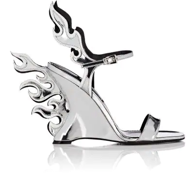 prada flame heels silver