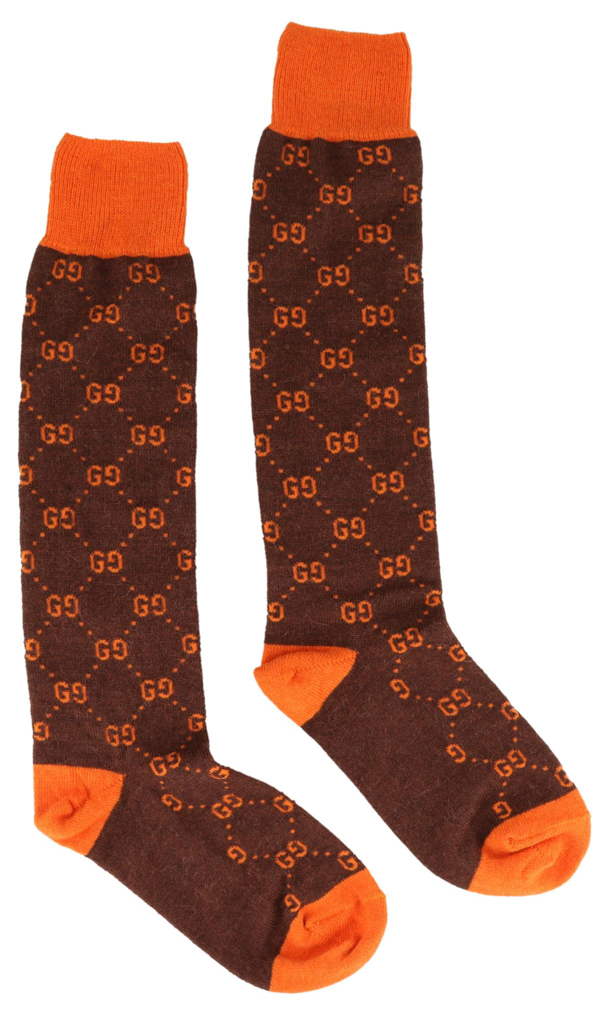 Gucci Motif Alpaca Wool In Dark Brown/orange