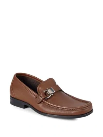 Shop Ferragamo Muller Leather Loafers In Brown