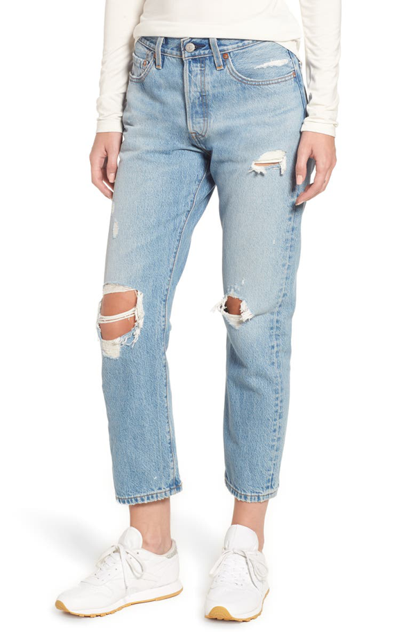 Shop Levi's 501 Ripped High Waist Crop Jeans In Authentically Yours