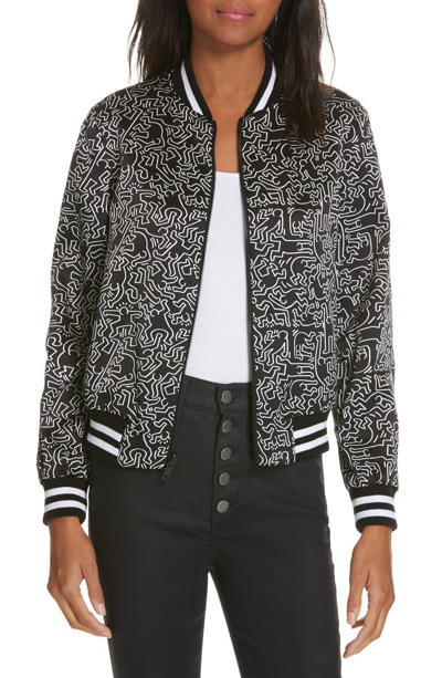 ALICE AND OLIVIA X KEITH HARING LONNIE REVERSIBLE BOMBER JACKET
