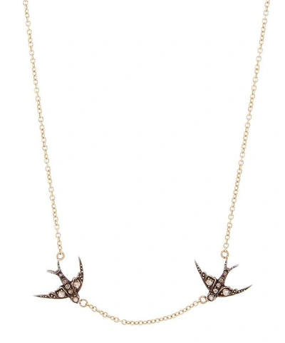 ANNINA VOGEL GOLD DIAMOND DOUBLE SWALLOW NECKLACE