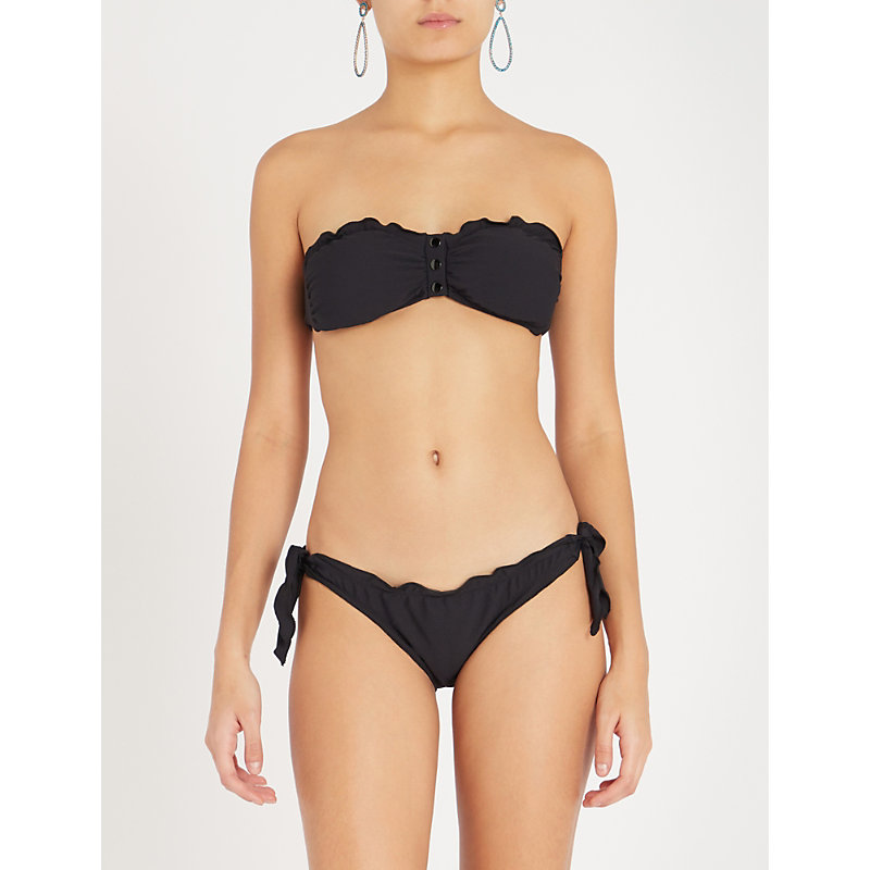 black ribbed bandeau bikini