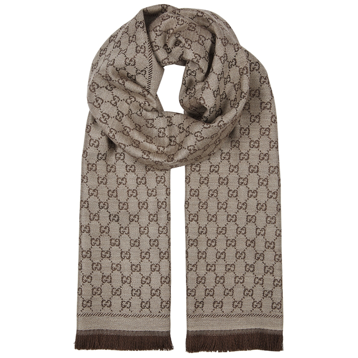 gucci jacquard wool scarf