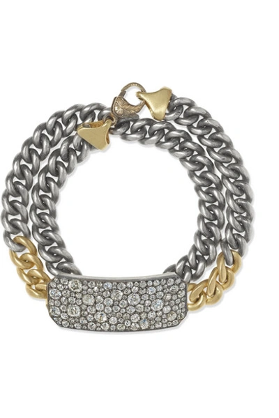 SYLVA & CIE 18-KARAT GOLD, STERLING SILVER AND DIAMOND BRACELET