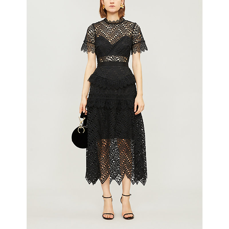 self portrait abstract triangle lace dress