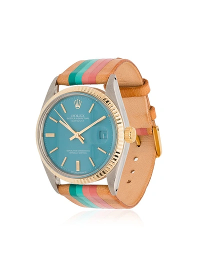 LA CALIFORNIENNE LA CALIFORNIENNE MULTICOLOURED ROLEX MARINE 36 MM WATCH - BLUE