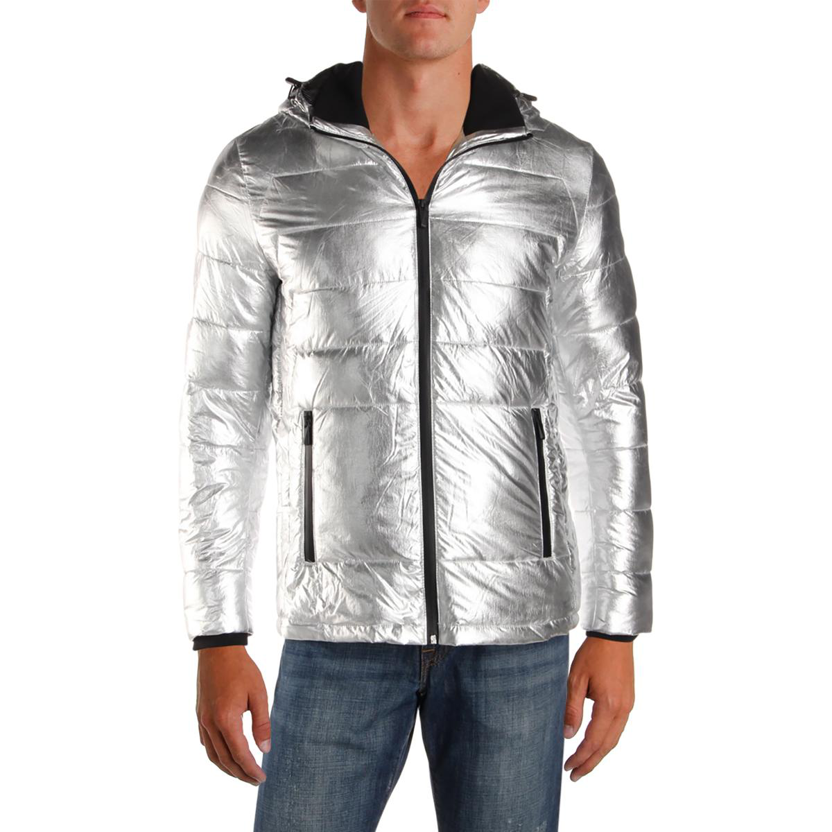 calvin klein silver puffer jacket