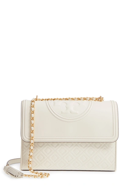 TORY BURCH FLEMING LEATHER CONVERTIBLE SHOULDER BAG - IVORY