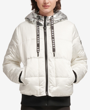 dkny silver puffer jacket