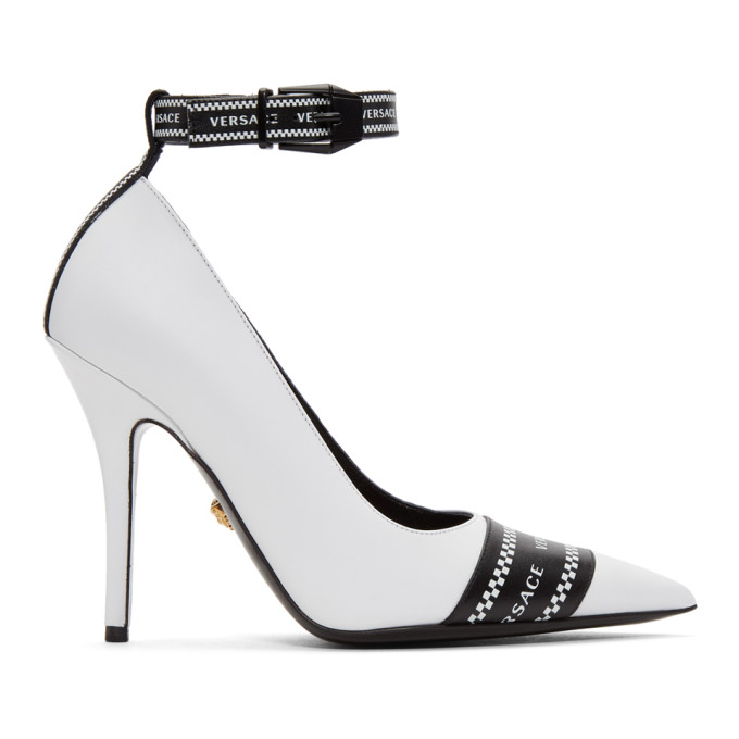 versace logo strap heels