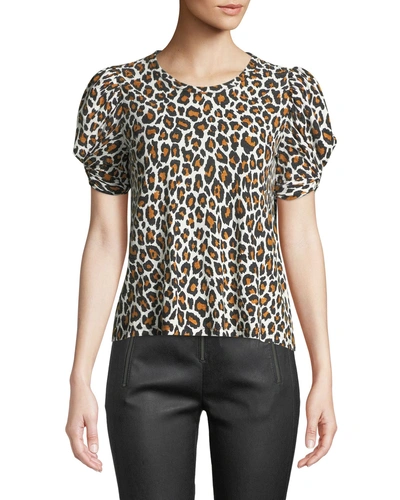 A.L.C KATI LEOPARD-PRINT PUFF-SLEEVE TEE