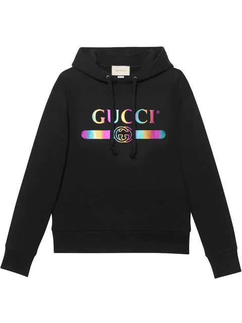 Shop Gucci Cotton Sweatshirt With Logo Black