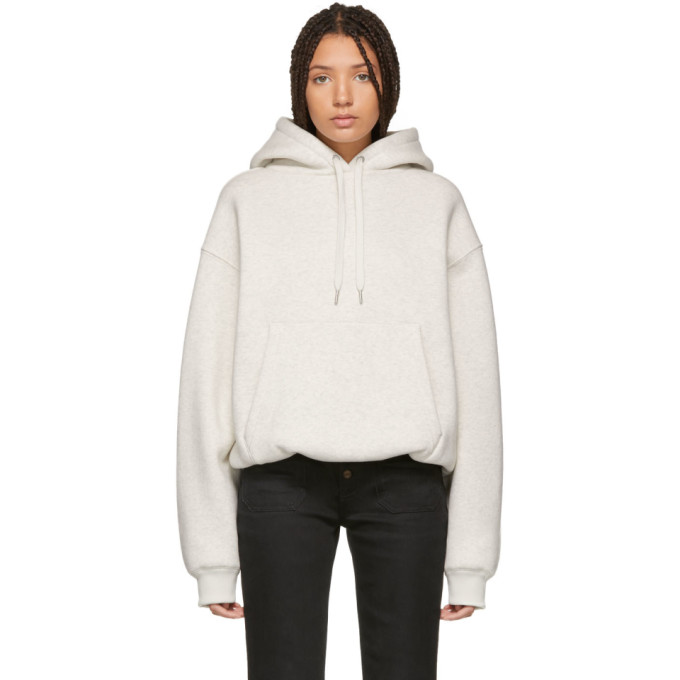 Shop Alexander Wang T Alexanderwang T Grey Dense Fleece Hoodie In 071 Oatmeal