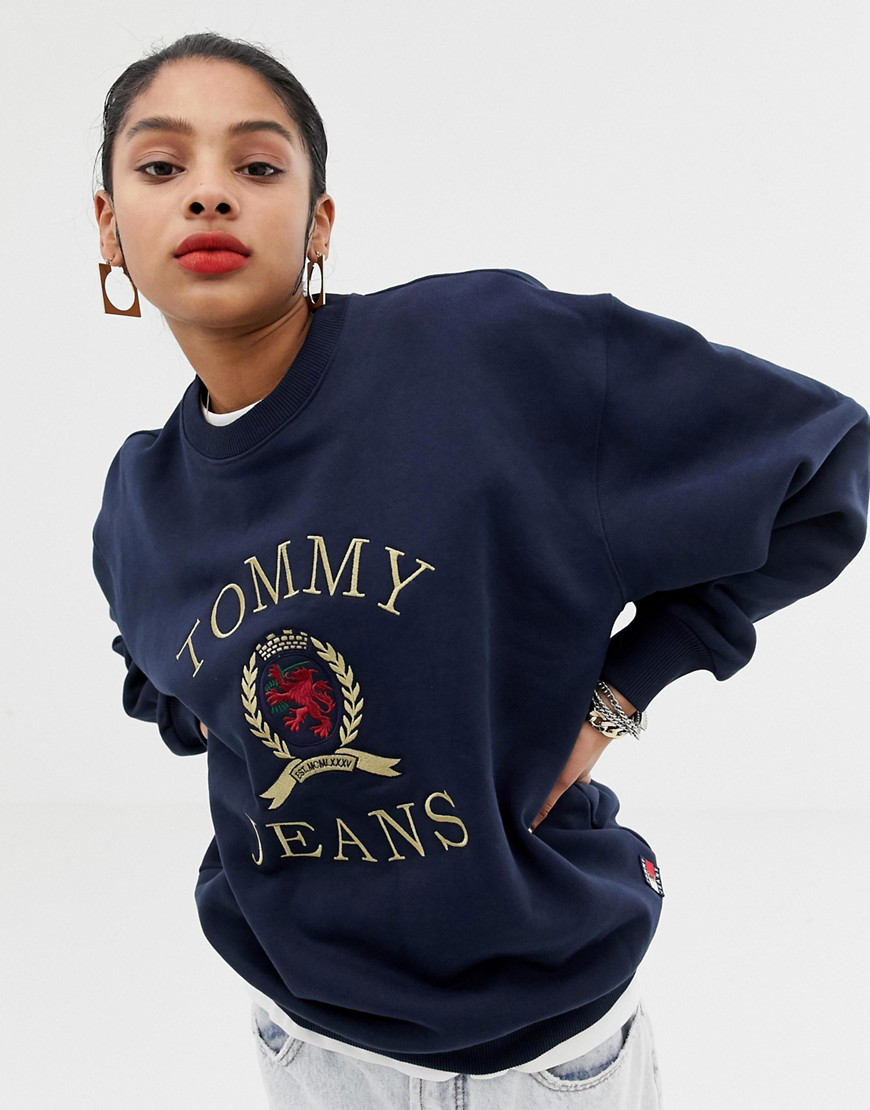 tommy jeans crest crew neck sweatshirt