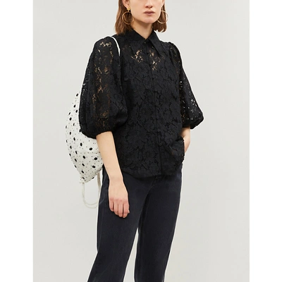 GANNI EVERDALE FLORAL LACE SHIRT