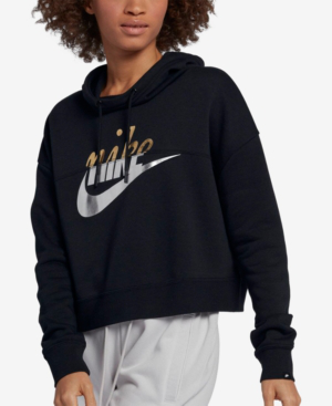 nike metallic crop hoodie