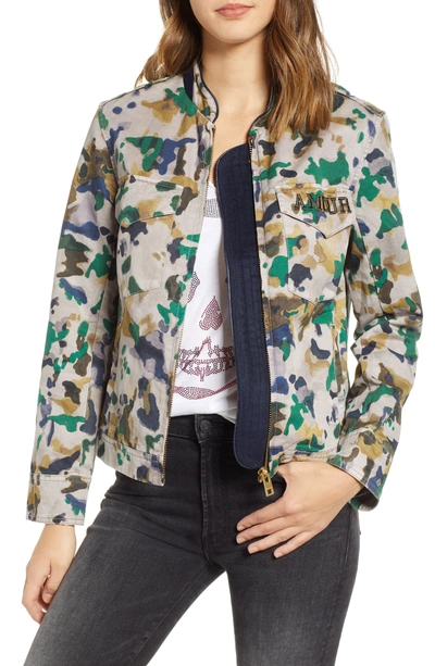 Shop Zadig Voltaire Kavy Watercolor Camouflage Cotton Jacket In Multi