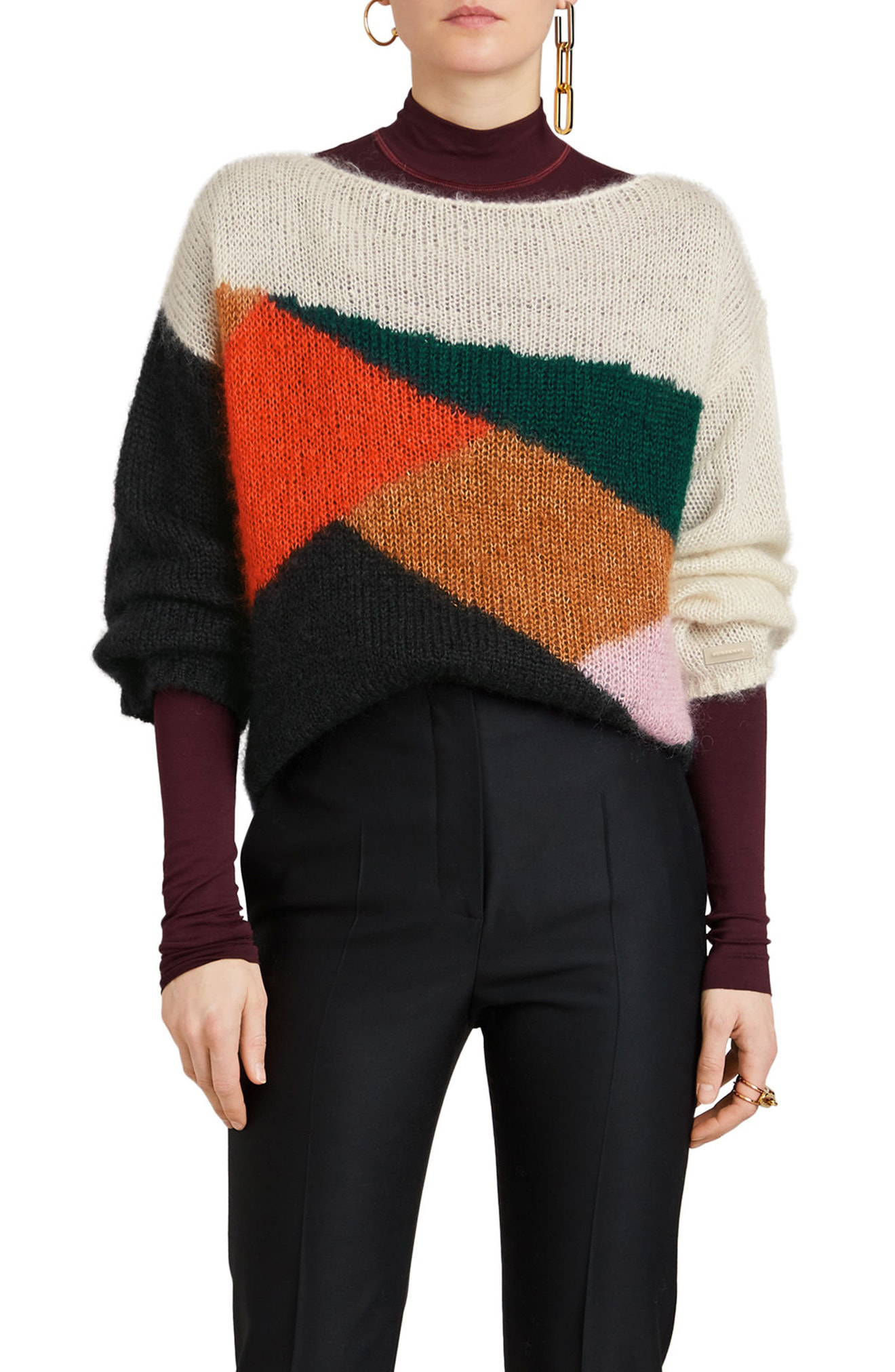 Shop Burberry Paw Intarsia Mohair & Silk Sweater In Black