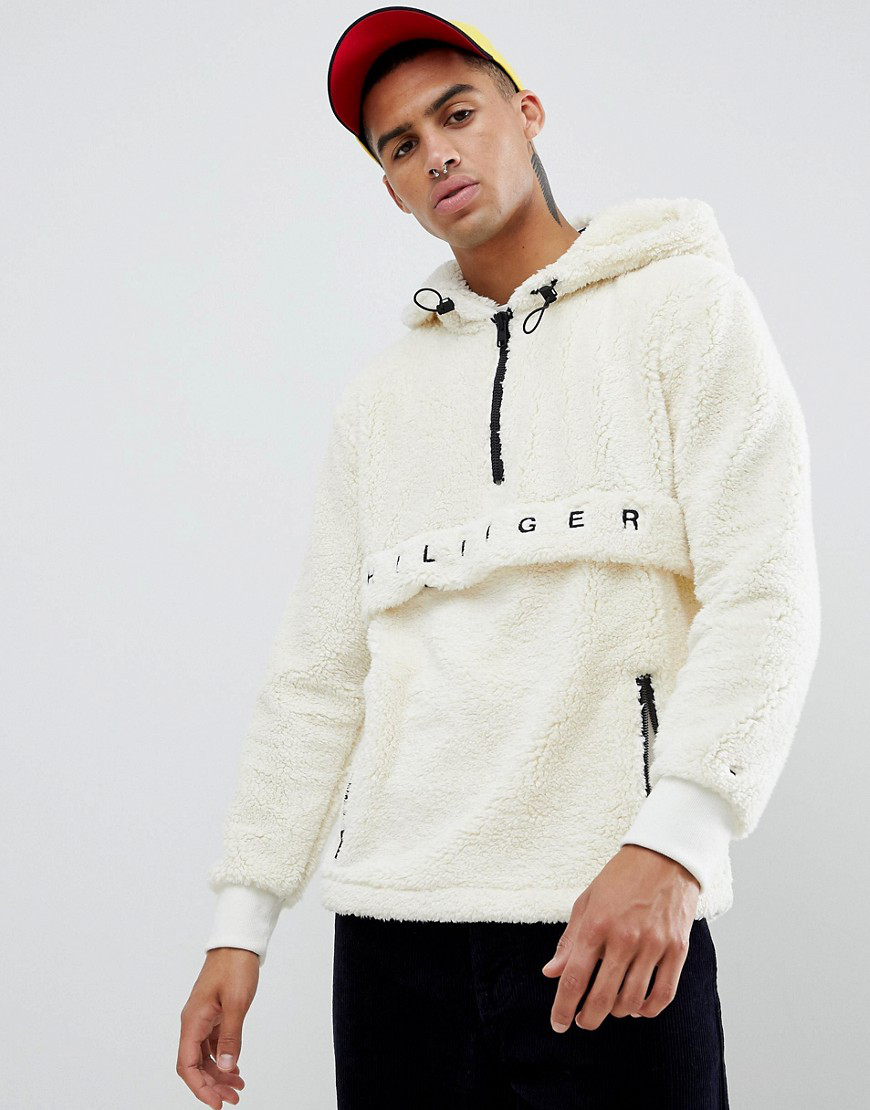 Oversized Teddy Fleece Half Zip Hoodie 