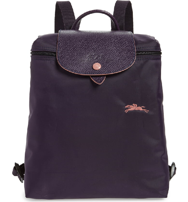 Shop Longchamp Le Pliage Club Backpack - Purple In Bilberry