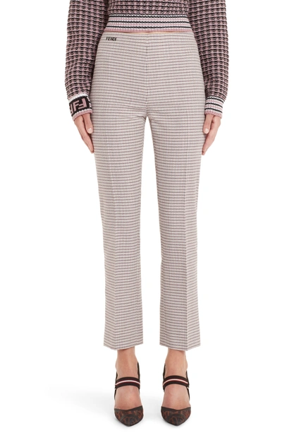 Fendi Microcheck Wool Blend Pants In Aruba Pink