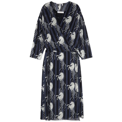 Shop Chloe Horse print Silk Midi Wrap Dress