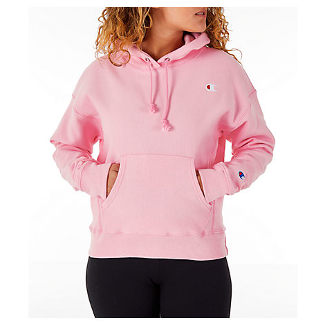 pink champion logo hoodie