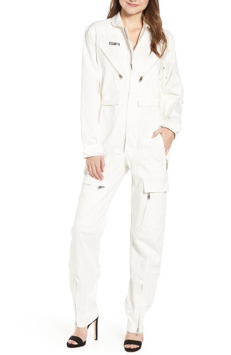 white boiler jumpsuit