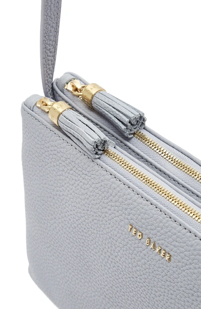 Shop Ted Baker Maceyy Double Zip Leather Crossbody Bag Blue In Pale Blue