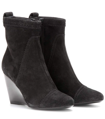 BALENCIAGA SUEDE BROGUE WEDGE ANKLE BOOTS