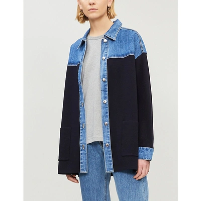 SANDRO Gwenaelle contrast panel denim shirt