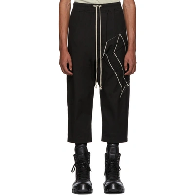 Shop Rick Owens Black Embroidered Cropped Astaire Trousers In