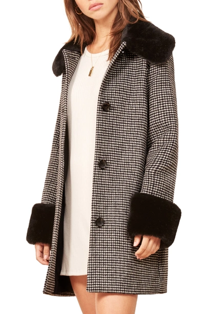 REFORMATION LUCILLE FAUX FUR TRIM COAT