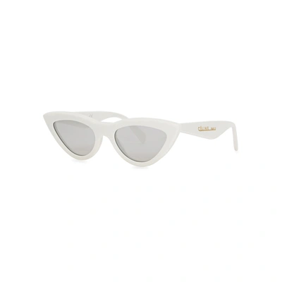 CELINE WHITE MIRRORED CAT-EYE SUNGLASSES