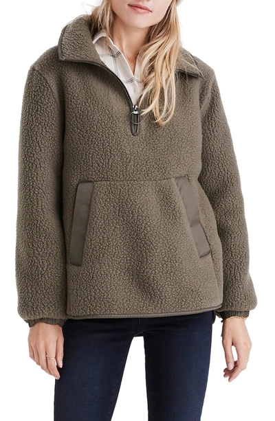 Shop Madewell Polartec Fleece Popover Jacket In Highland Green