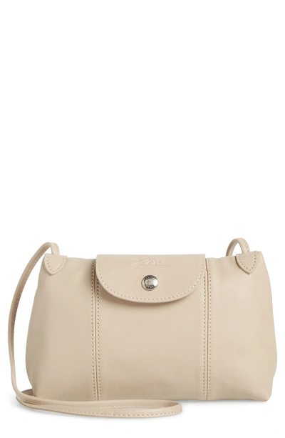 Shop Longchamp Le Pliage Cuir Crossbody Bag Beige In Clay