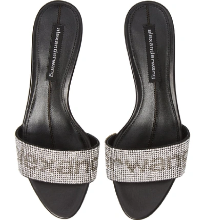 サンダル・ミュール ALEXANDER WANG SANDALS BLACK/SILVER Alexander Wang Jo Crystal Logo Slide Sandals In Silver/ Black