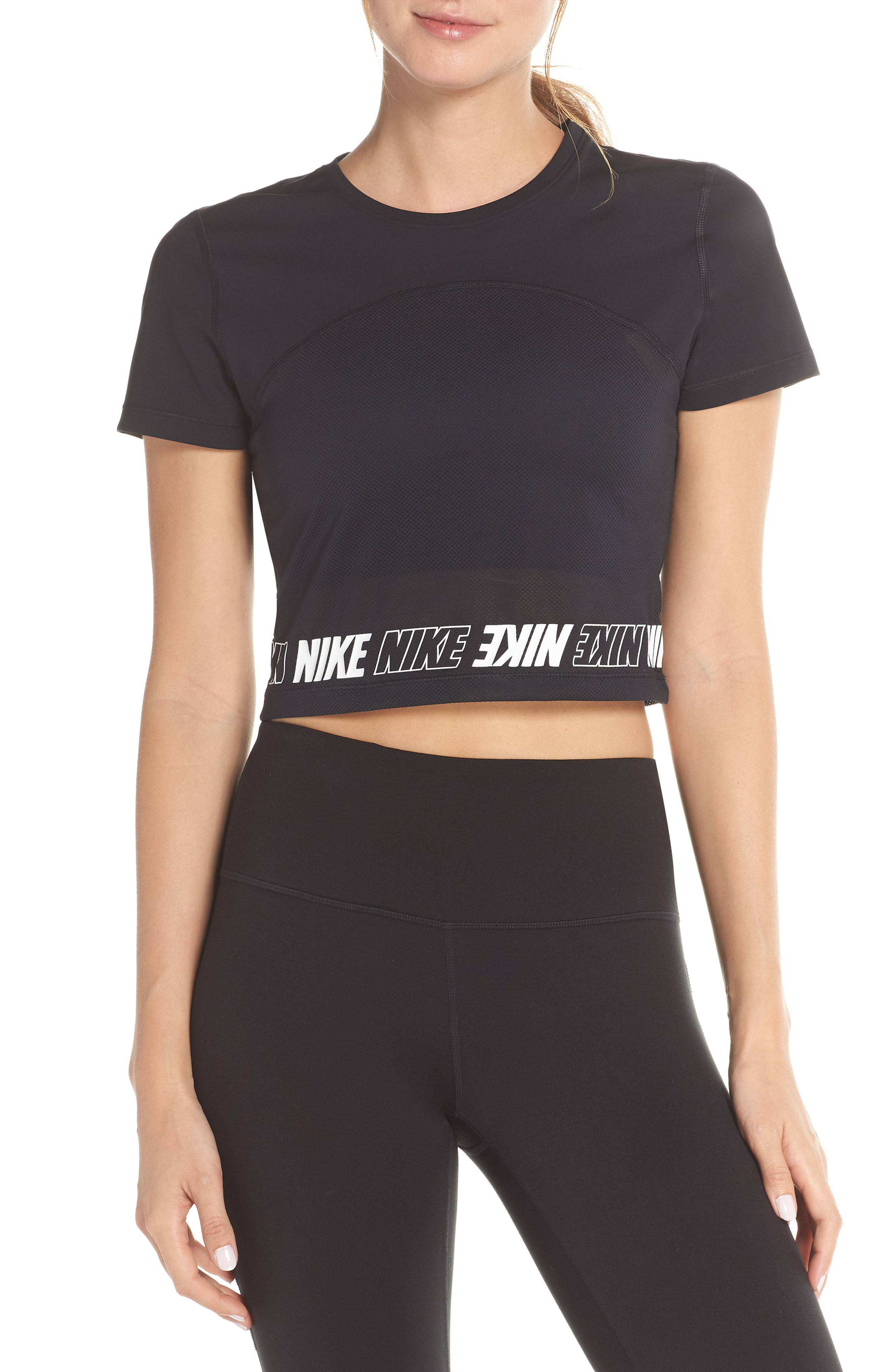 nike pro mesh crop top