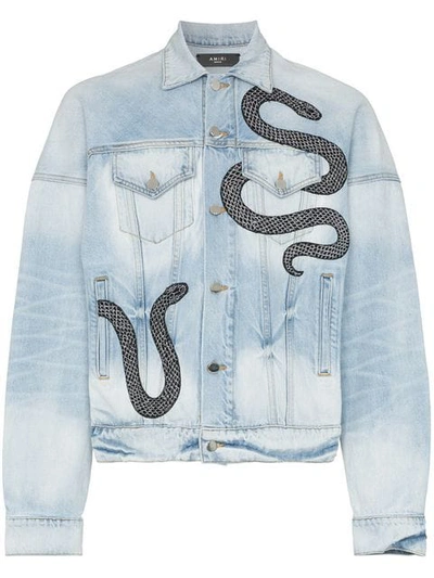 【希少】AMIRI Denim Jacket ジャスティン着用 Amiri Snake Embellished Denim Jacket In Blue