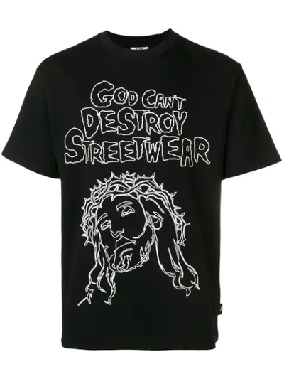 GCDS GCDS GOD CAN'T DESTROY STREETWEAR T-SHIRT - BLACK